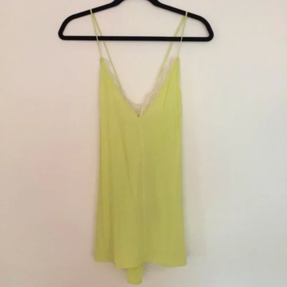 Neon Yellow Lace Open Tie Back Urban Outfitters Silence & Noise Tank [Small] - Picture 1 of 3